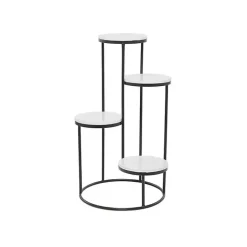Clearance Kirklands Home Round Black and White Marble 4-Tier Plant Stand