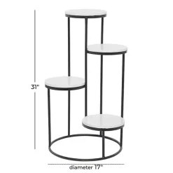 Clearance Kirklands Home Round Black and White Marble 4-Tier Plant Stand