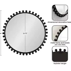 Sale Kirklands Home Round Black Beaded Metal Wall Mirror