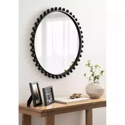 Sale Kirklands Home Round Black Beaded Metal Wall Mirror