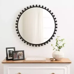 Sale Kirklands Home Round Black Beaded Metal Wall Mirror