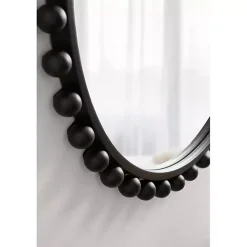 Sale Kirklands Home Round Black Beaded Metal Wall Mirror