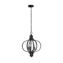 Discount Kirklands Home Round Iron Ornate Pendant Light Black