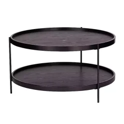 New Kirklands Home Round Wood Farmhouse Coffee Table Black
