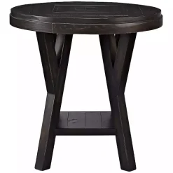 Hot Kirklands Home Round Wood Flared Base Side Table Black