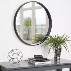 Sale Kirklands Home Round Black Wood Travis Accent Mirror