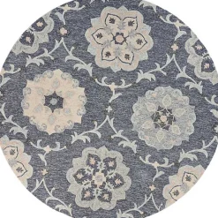 Best Kirklands Home Round Geometric Floral Area Rug, 4x4 Blue