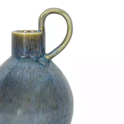 Kirklands Home Round Oversized Handle Jug Vase Blue