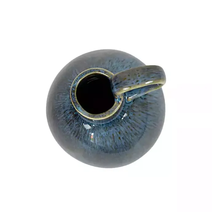 Kirklands Home Round Oversized Handle Jug Vase Blue