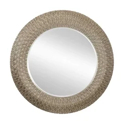Best Kirklands Home Round Bronze Woven Texture Wall Mirror