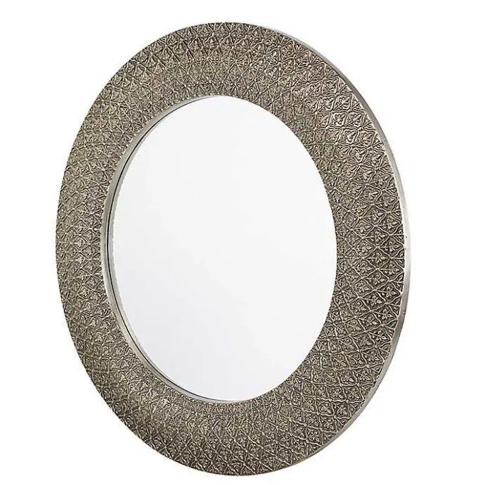 Best Kirklands Home Round Bronze Woven Texture Wall Mirror