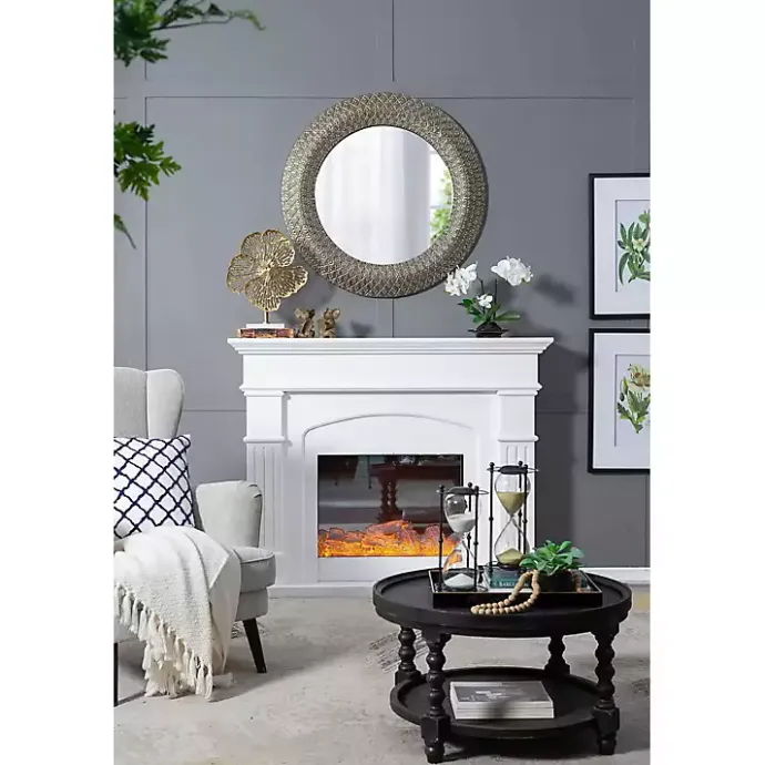 Best Kirklands Home Round Bronze Woven Texture Wall Mirror