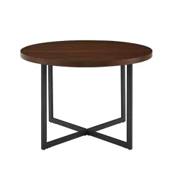 New Kirklands Home Round and Black X Base Dining Table Brown