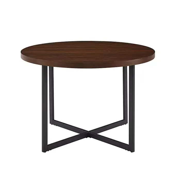 New Kirklands Home Round and Black X Base Dining Table Brown