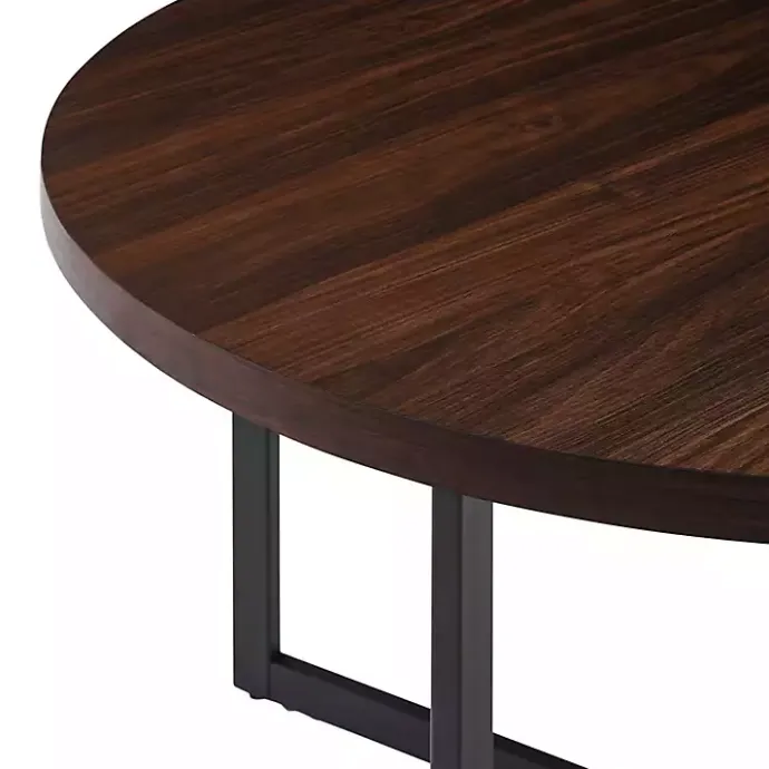 New Kirklands Home Round and Black X Base Dining Table Brown
