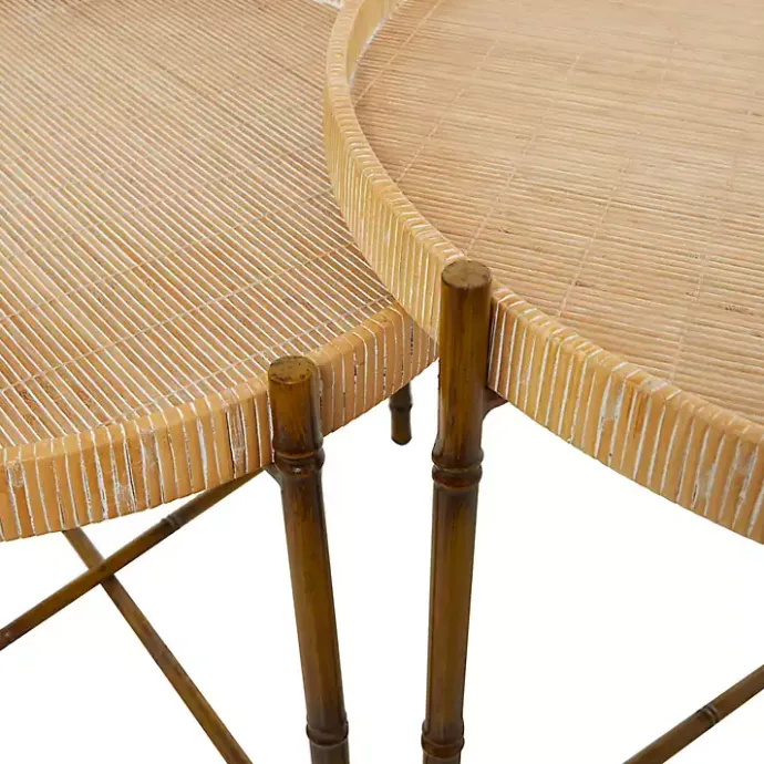 Sale Kirklands Home Round Rattan 2-pc. Nesting Coffee Table Set Brown