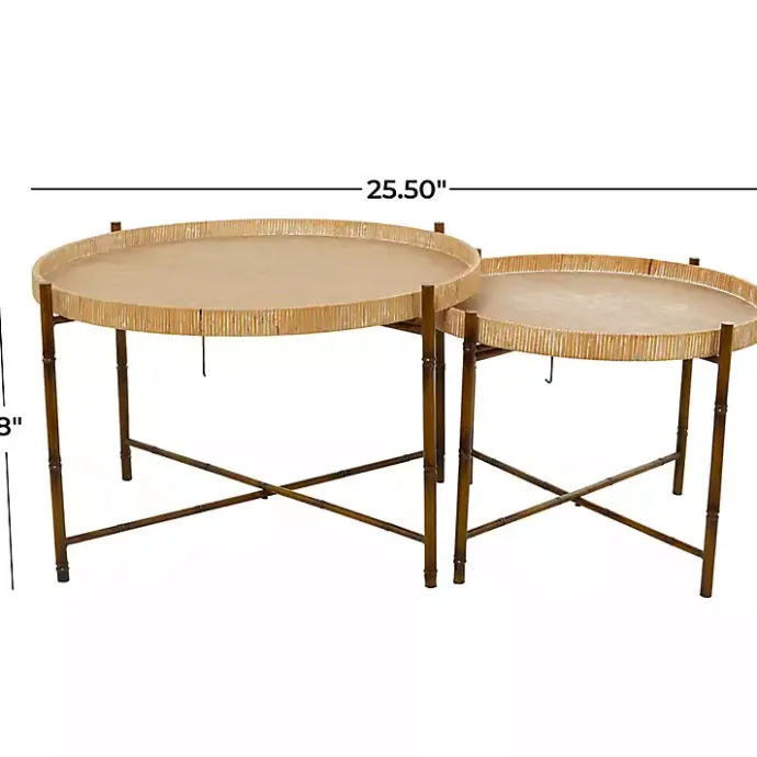 Sale Kirklands Home Round Rattan 2-pc. Nesting Coffee Table Set Brown