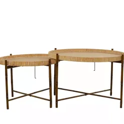 Sale Kirklands Home Round Rattan 2-pc. Nesting Coffee Table Set Brown