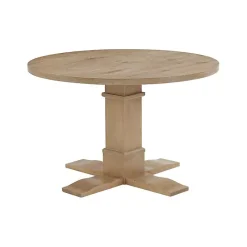 Hot Kirklands Home Round Brown Wood Pedestal Base Dining Table