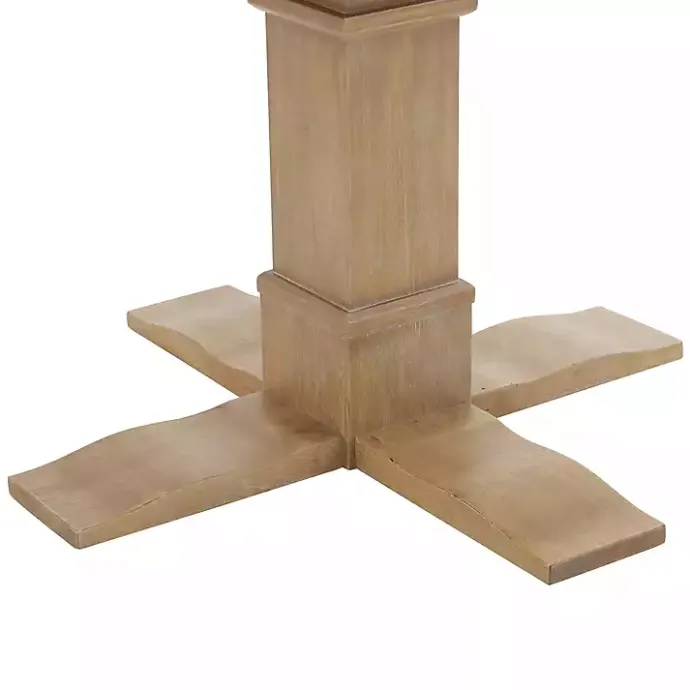 Hot Kirklands Home Round Brown Wood Pedestal Base Dining Table