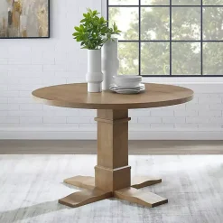 Hot Kirklands Home Round Brown Wood Pedestal Base Dining Table