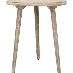 Best Kirklands Home Round Brushed White Engraved Accent Table