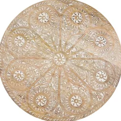 Best Kirklands Home Round Brushed White Engraved Accent Table