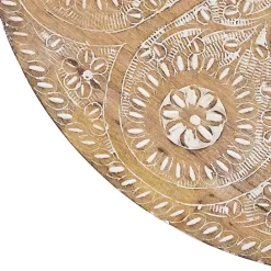 Best Kirklands Home Round Brushed White Engraved Accent Table