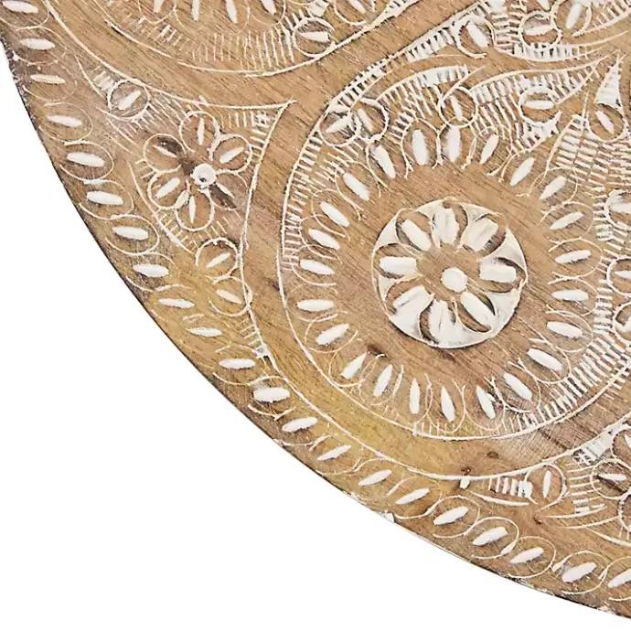 Best Kirklands Home Round Brushed White Engraved Accent Table