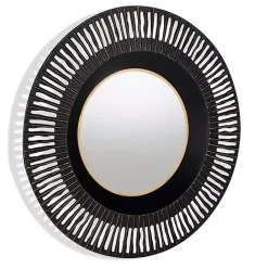Best Kirklands Home Round Cantara Black Metal Wall Mirror