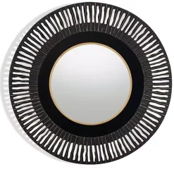Best Kirklands Home Round Cantara Black Metal Wall Mirror