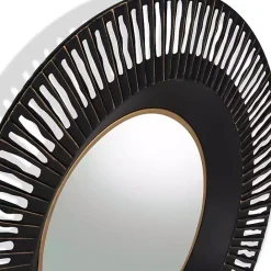 Best Kirklands Home Round Cantara Black Metal Wall Mirror