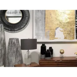 Best Kirklands Home Round Cantara Black Metal Wall Mirror