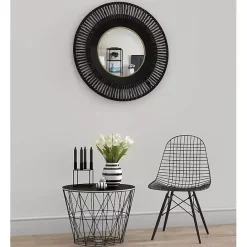 Best Kirklands Home Round Cantara Black Metal Wall Mirror