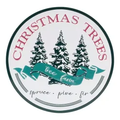 Sale Kirklands Home Round Christmas Tree Farm Metal Wall Plaque