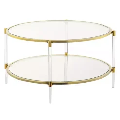 New Kirklands Home Round Acrylic and Glass Coffee Table Clear
