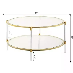 New Kirklands Home Round Acrylic and Glass Coffee Table Clear