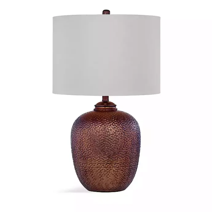 Best Kirklands Home Round Copper Textured Table Lamp White