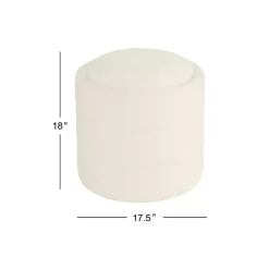 Best Kirklands Home Round Cream Boucle Storage Ottoman Ivory