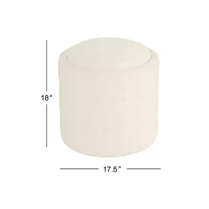 Best Kirklands Home Round Cream Boucle Storage Ottoman Ivory