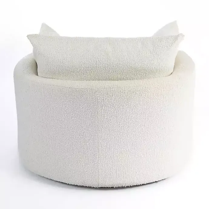 Hot Kirklands Home Round Cream Boucle Swivel Accent Chair Ivory