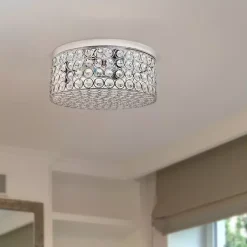Clearance Kirklands Home Round Crystal Flush Mount Ceiling Light Clear