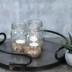 Best Kirklands Home Round Curved Metal Handles Tray Brown