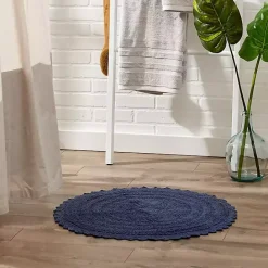 Discount Kirklands Home Round French Crochet Bath Mat, 28 in. Blue