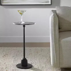 New Kirklands Home Round Geller Marble Accent Table Black