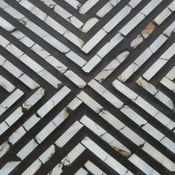 Outlet Kirklands Home Round Geometric Stripe Shell Coffee Table