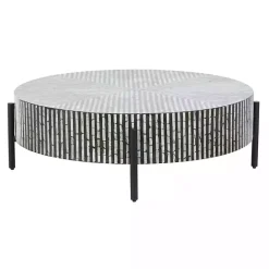 Outlet Kirklands Home Round Geometric Stripe Shell Coffee Table
