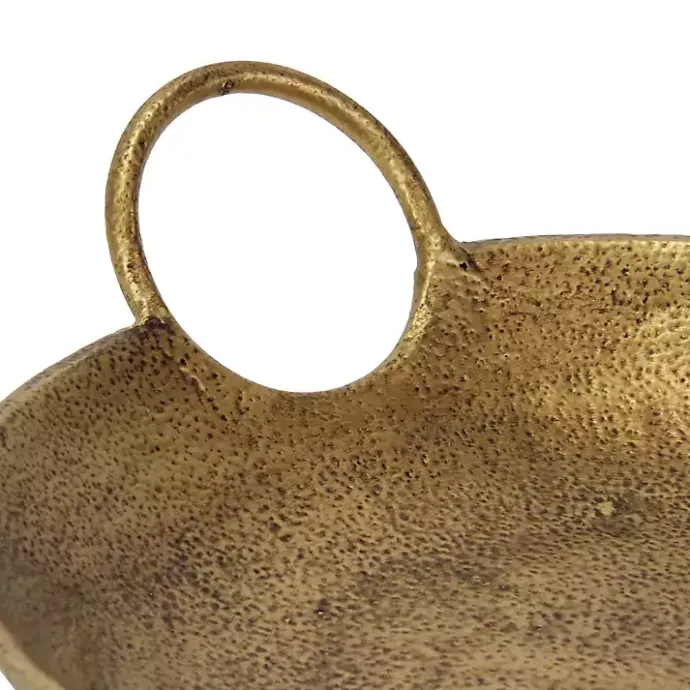 Hot Kirklands Home Round Cast Iron Dish with Handles Gold