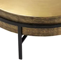 New Kirklands Home Round Hammered Metal Coffee Table Gold