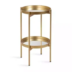 Best Kirklands Home Round Mirrored Foldable Accent Table Gold